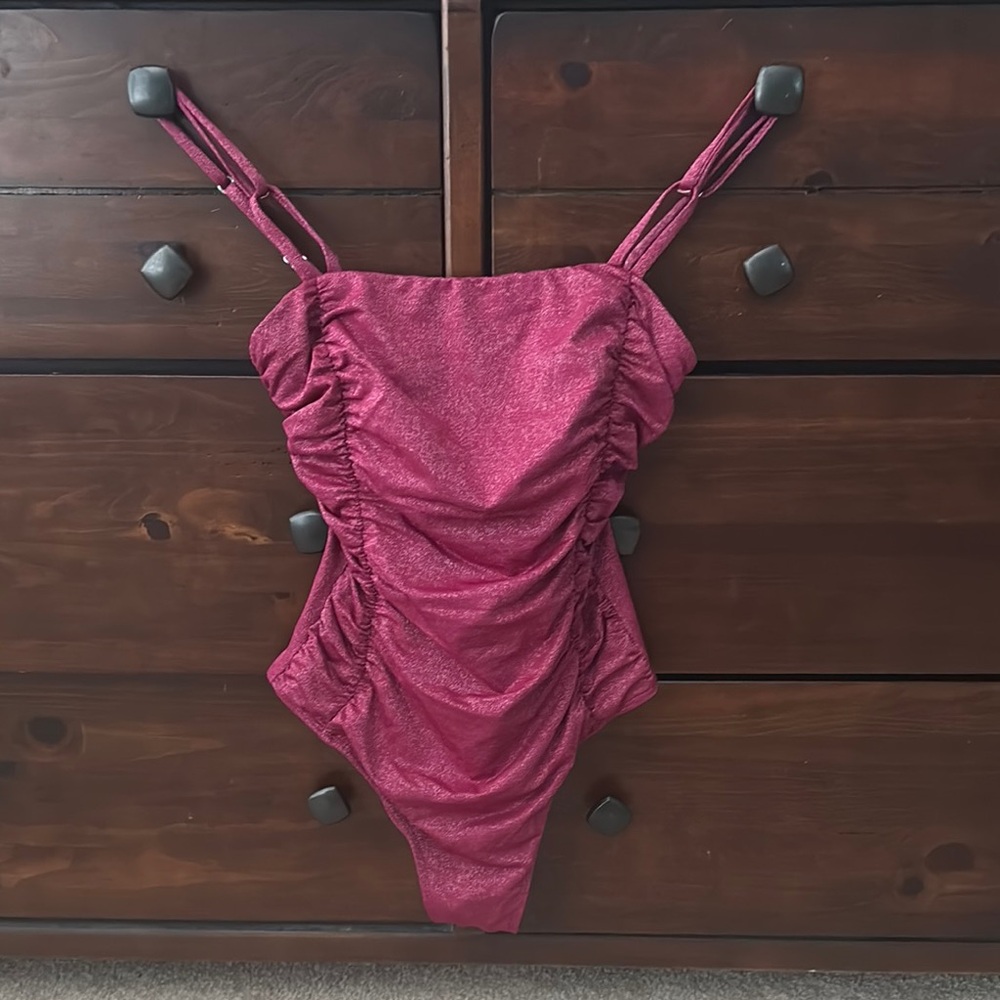 Cupshe Pink Ruched One Piece Swimsuit